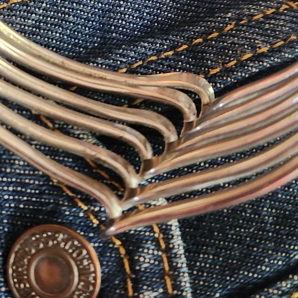 VTG 70's THE WAVE Silver Choker 14" Modernist Boho Neck 7" Wrist Cuff Set - Picture 8 of 8